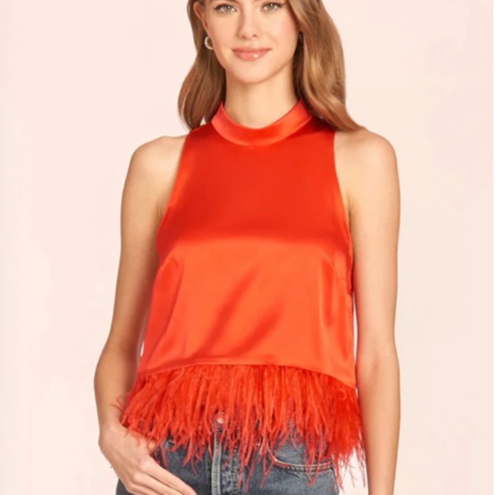 NWT Amanda Uprichard Delfina Top in Poppy. Size Small